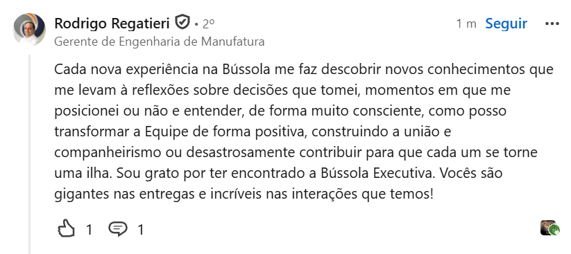 Depoimento de Rodrigo Regatieri publicado no LinkedIn
