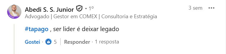 Depoimento público de participante do Curso Intensivo