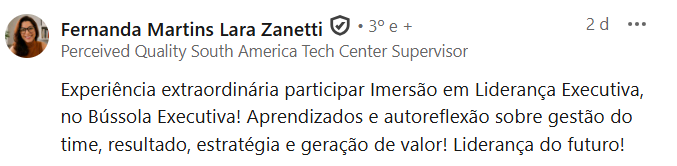 Depoimento público de participante do Curso Intensivo