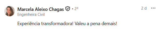 Depoimento público de participante do Curso Intensivo