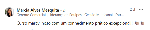 Depoimento público de participante do Curso Intensivo