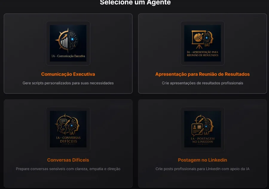 Portal de IAs treinadas pela metodologia Bússola Executiva, no Club