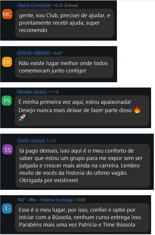 Depoimentos de membros do Club